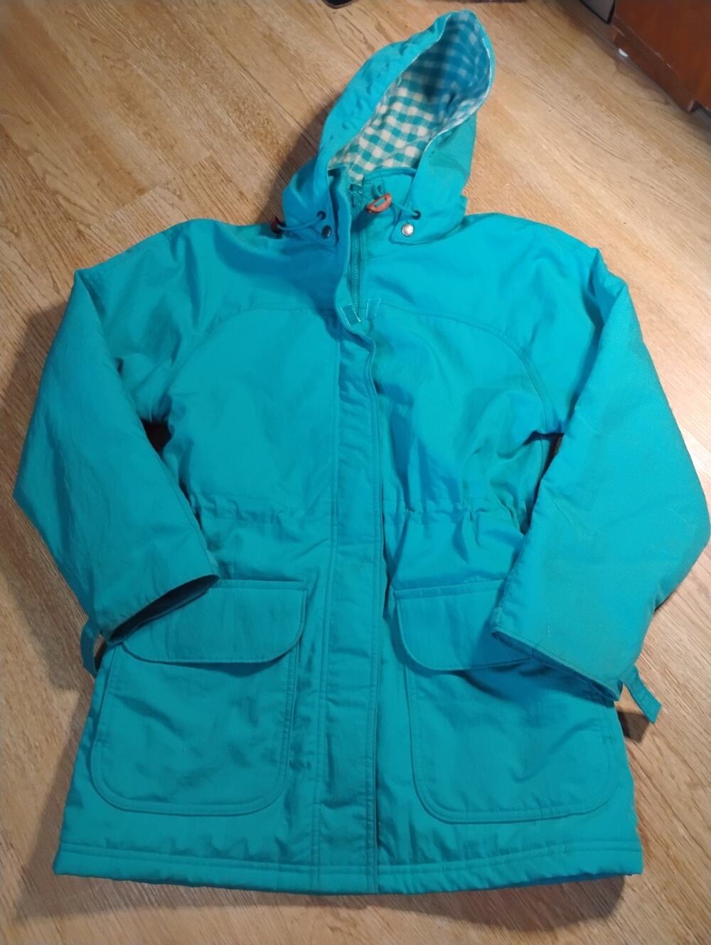 Vintage Women's Teal Blue LL Bean Baxter Parka Made in USA Wool Lined S Small